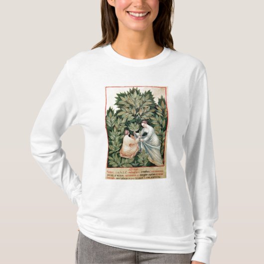 Twee vrouwen plukken sage uit 'Tacuinum' T-shirt (Voorkant)