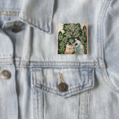 Twee vrouwen plukken sage uit 'Tacuinum' Vierkante Button 5,1 Cm (In situ)