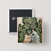 Twee vrouwen plukken sage uit 'Tacuinum' Vierkante Button 5,1 Cm (Voorkant /achterkant)