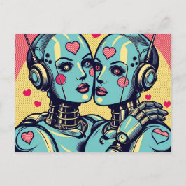 Twee Vrouwen robots in liefde Briefkaart