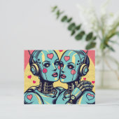 Twee Vrouwen robots in liefde Briefkaart (Staand voorkant)