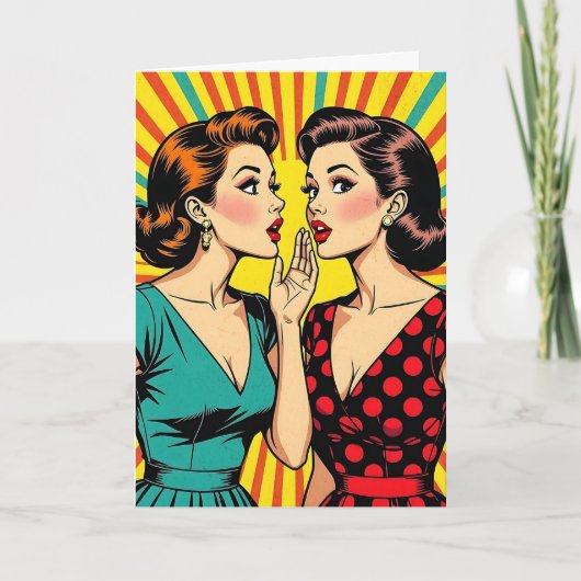 Twee vrouwen roddelen geheimen van vriendschap kaart (Voorkant)