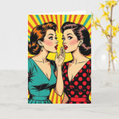 Twee vrouwen roddelen geheimen van vriendschap kaart (Gele Bloem)