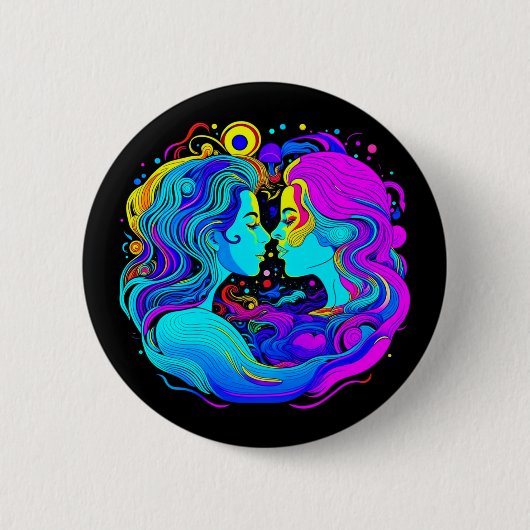 Twee vrouwen ronde button 5,7 cm (Voorkant)