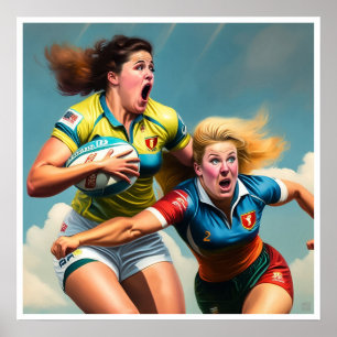 Twee Vrouwen Rugby Spelers Art Print