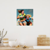 Twee Vrouwen Rugby Spelers Art Print (Keuken)