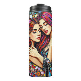 Twee vrouwen verliefd | Faux Mosaic Tegel Style Thermosbeker