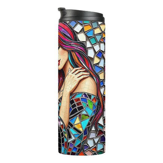 Twee vrouwen verliefd | Faux Mosaic Tegel Style Thermosbeker (Geroteerd rechts)