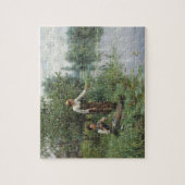 Twee vrouwen Visten op de gras bij de rivier Legpuzzel (Verticaal)