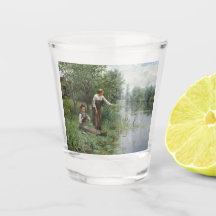 Twee vrouwen Visten op de gras bij de rivier