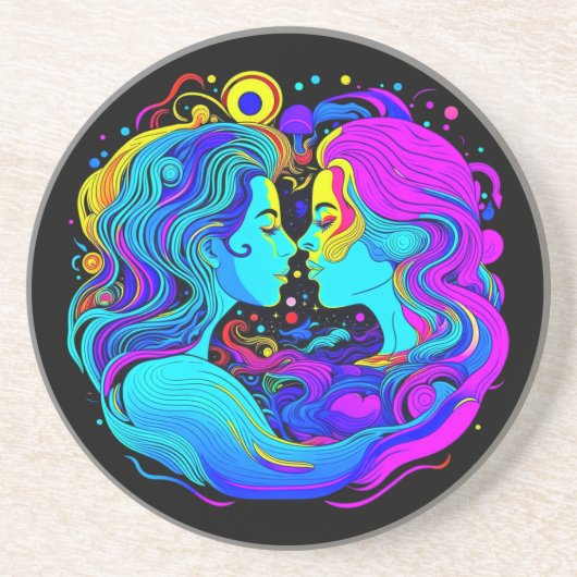 Twee vrouwen zandsteen onderzetter (Voorkant)