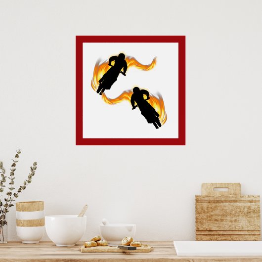 Twee vuilnisbakken met flames poster (Keuken)