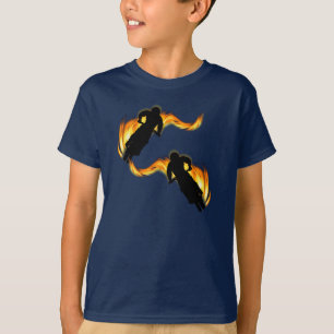 Twee vuilnisbakken met flames t-shirt