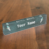 Twee vun-gastheer in Blue Top Hat Skull Canes Dark Naambordje (Zijkant)