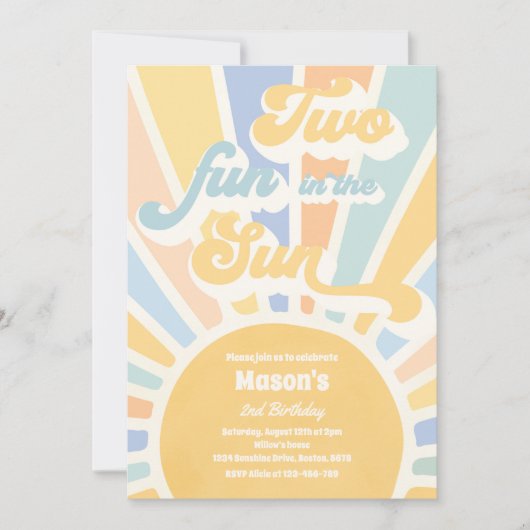 Twee vun in zonnescherm 2e verjaardag blauwe stral kaart (Voorkant)