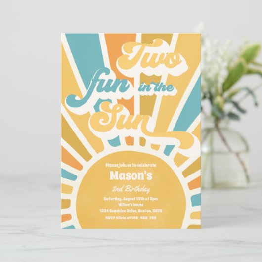 Twee vun in zonnescherm 2e verjaardag blauwe stral kaart (Staand voorkant)