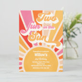 Twee vun in zonnescherm 2e verjaardag Roze stralen Kaart (Staand voorkant)