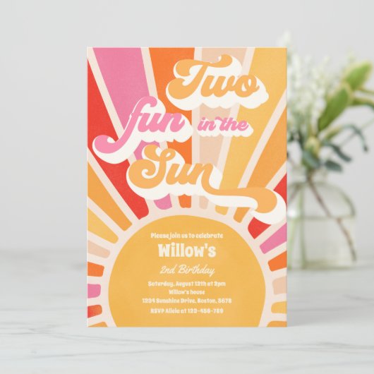 Twee vun in zonnescherm 2e verjaardag Roze stralen Kaart (Staand voorkant)