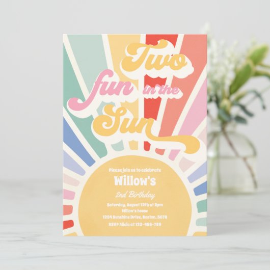 Twee vun in zonnescherm 2e verjaardag Roze stralen Kaart (Staand voorkant)