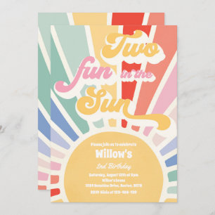 Twee vun in zonnescherm 2e verjaardag Roze stralen Kaart