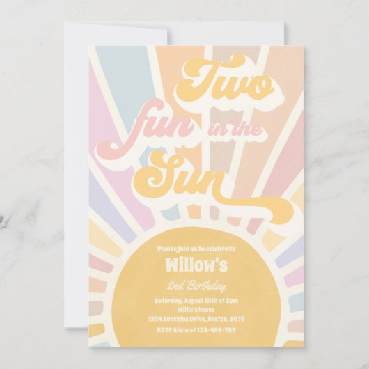Twee vun in zonnescherm 2e verjaardag Roze stralen Kaart (Voorkant)