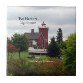 Twee vuurtoren en boottegels tegeltje (Voorkant)