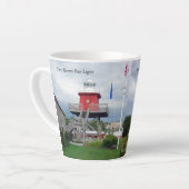 Twee vuurtoren van de pier Light & Rawley Point Latte Mok (Linkerhoek)