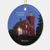 Twee vuurtoren van Harbors bij schemering Keramisch Ornament (Links)