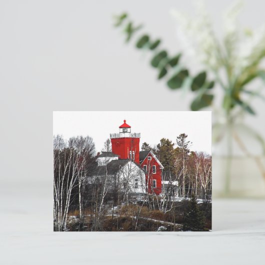 Twee vuurtoren van Harbors Briefkaart (Staand voorkant)