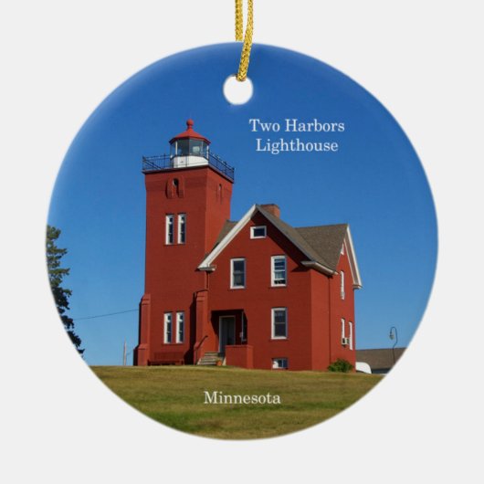 Twee vuurtoren van Harbors Keramisch Ornament (Voorkant)
