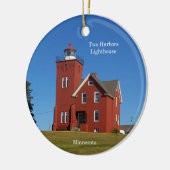 Twee vuurtoren van Harbors Keramisch Ornament (Links)