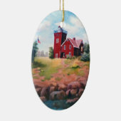 Twee vuurtoren van Harbors Keramisch Ornament (Rechts)