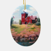 Twee vuurtoren van Harbors Keramisch Ornament (Achterkant)