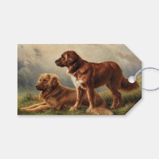 Twee waaksame honden cadeaulabel (Voorkant (Horizontaal))