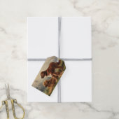 Twee waaksame honden cadeaulabel (Met Touw)