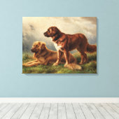 Twee waakzame honden canvas afdruk (Insitu (Houten vloer))