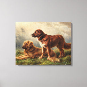 Twee waakzame honden canvas afdruk
