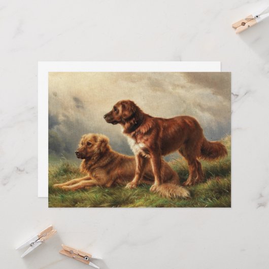 Twee waakzame honden kaart (Voorkant / Achterkant in situ)