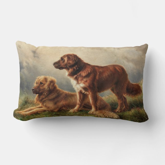 Twee Waakzame Honden Kussen (Voorkant)