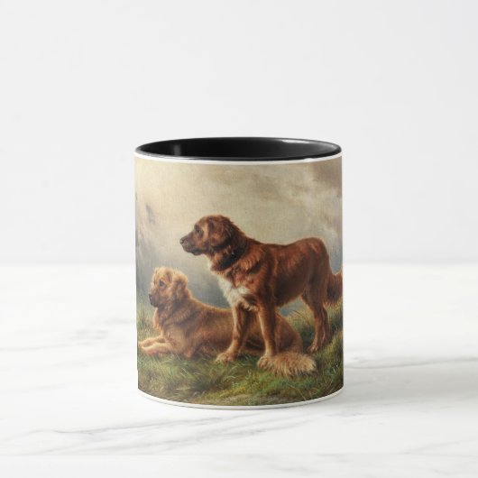 Twee waakzame honden mok (Midden)
