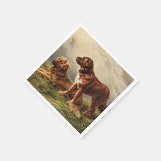 Twee waakzame honden servet (Hoek)