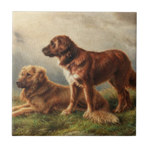 Twee waakzame honden tegeltje