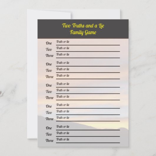 Twee waarheden en een leugenspel | Familiereünie z Kaart (Voorkant)