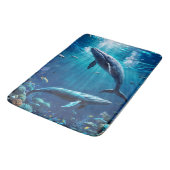 Twee walvissen zwemmen tussen tropische vissen badmat (Gekanteld)