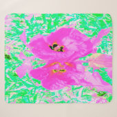 Twee warme roze plum Crazy Hibiscus op Lime Green Sherpa Deken (Voorkant (horizontaal))