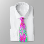 Twee warme roze plum Crazy Hibiscus op Lime Green Stropdas (Gebonden)