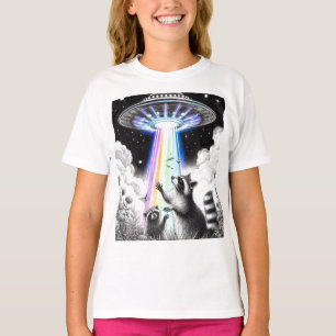 Twee Wasberen en Regenboog UFO in wilde bloemenwei T-shirt