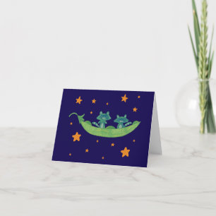 Twee wasberen in een erwtenpeul Whimsical Folk A Bedankkaart