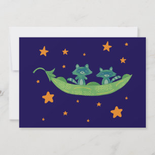 Twee wasberen in een erwtenpeul Whimsical Folk A Bedankkaart