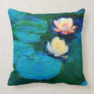Twee Waterlelie Bloemen Claude Monet Fijne Kunst Kussen